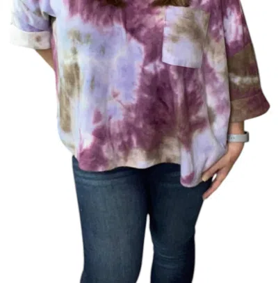 Honeyme Boxy Top In Purple In Multi