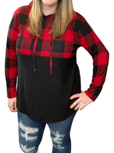 Honeyme Buffalo Plaid Hoodie In Red/black In Blue