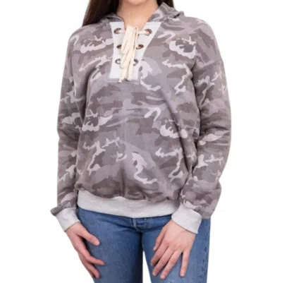 Honeyme Camo Hoodie In Grey Camo In Multi