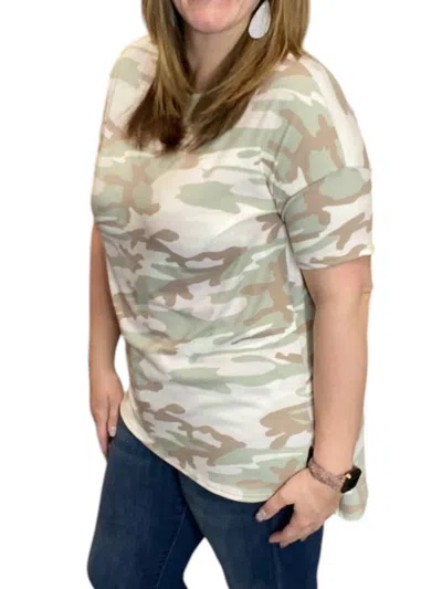 Honeyme Camo Tee In Sage Green In Multi