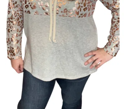 Honeyme Cheetah Hoodie In Rose Gold/gray In Multi