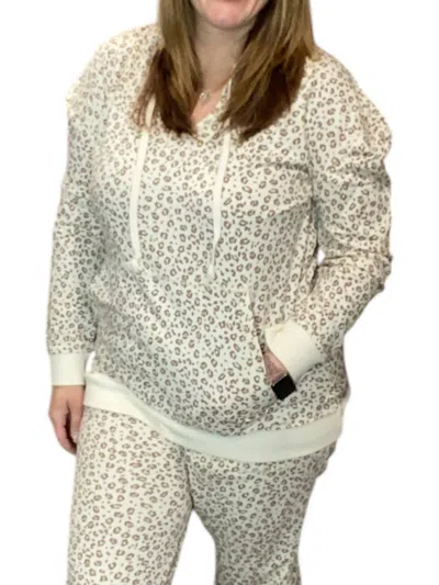 Honeyme Cheetah Hoodie In White In Multi