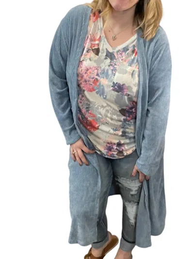 Honeyme Chenille Duster In Denim Blue