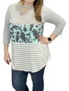 HONEYME COLOR BLOCK TUNIC TOP IN MINT/GREY