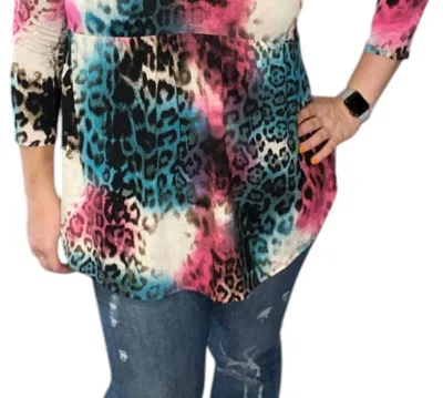 Honeyme Colorful Leopard Babydoll Tee In Multi Color