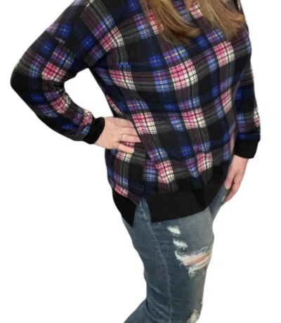 Honeyme Colorful Plaid Weekender Tee In Navy Multi