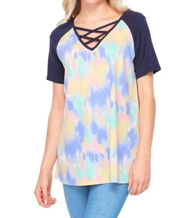 Honeyme Criss Cross Top - Plus In Blue Multi