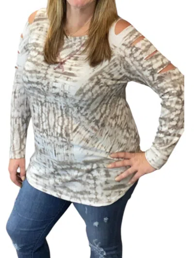 Honeyme Cut Out Neutral Top In Grey