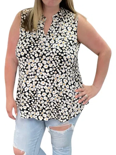 Honeyme Daisy Sleeveless Gabby Top In Black/white
