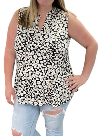 Honeyme Daisy Sleeveless Gabby Top In Black/white In Multi