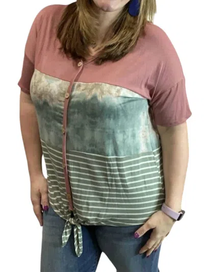 Honeyme Don't Tie Me Up Tunic Top In Mauve/green