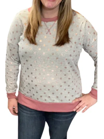 Honeyme Dot Weekender Tee In Rose Gold/heather Grey In Multi
