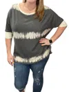 Honeyme Elbow Sleeves Sweater In Grey/ivory In Multi