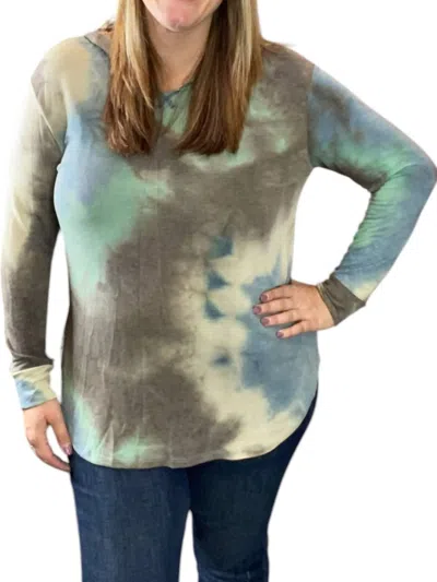 Honeyme Fall Tie Dye Hoodie In Teal In Green