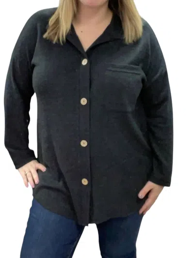 Honeyme Fleece Button Shirt Jacket In Black