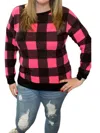 Honeyme Fleece Sweater In Pink/black In Multi