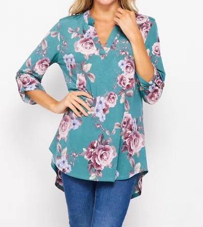 Honeyme Floral Gabby Top In Blue In Multi