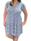 Honeyme Floral Tiered Gabby Babydoll Dress In Blue In Blue