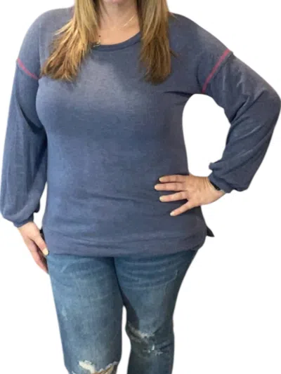 Honeyme French Terry Top In Navy In Blue