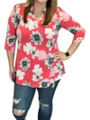 Honeyme Gabby Tunic Top In Coral Multi In Multi
