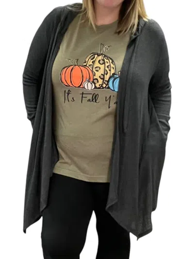 Honeyme Hooded Cardigan In Charcoal In Neutral