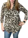 Honeyme Leopard Babydoll Gabby Tunic Top In Taupe In Grey