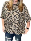 Honeyme Leopard Cowl Neck Poncho In Brown In Brown