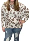 Honeyme Leopard Cowlneck Sweater In Tan In Multi