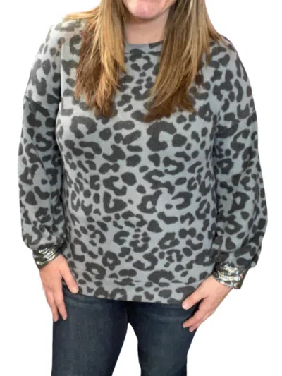 Honeyme Leopard Cross Back Sweater In Gray