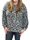 Honeyme Leopard Cross Back Sweater In Gray In Grey