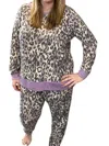 Honeyme Leopard Lounge Set In Purple In Purple