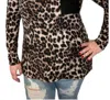 Honeyme Leopard Pocket Long Sleeve Tee In Black In Black