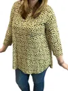 Honeyme Leopard Tunic Top In Mustard In Yellow