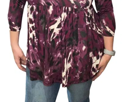 Honeyme Livin' The Life Babydoll Top In Plum In Multi