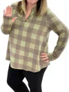 Honeyme Long Sleeve With Thumbholes Gabby Tee In Olive/brown In Multi