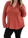 Honeyme Long Sleeve With Thumbholes Gabby Top In Rust In Multi
