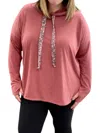 Honeyme Marsala With Contrast Strings Hoodie In Pink In Pink