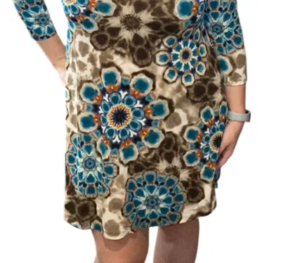 Honeyme Medallion Dress In Teal In Multi
