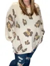 Honeyme Oversized Leopard Sweater In Taupe In Grey