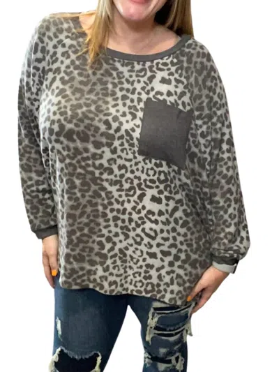 Honeyme Oversized Snow Leopard Sweater In Grey In Gray