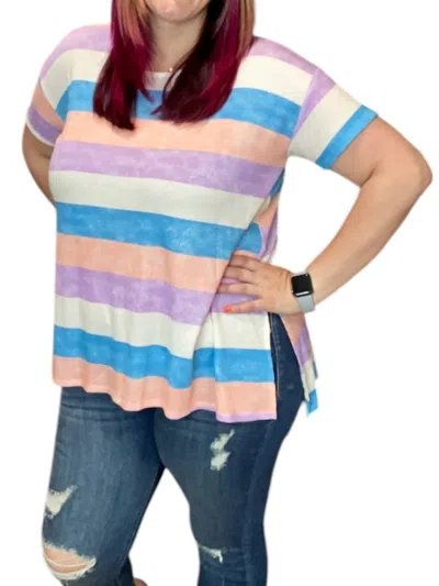 Honeyme Pastel Tee In Peach Multi In Orange