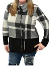 Honeyme Plaid Cowlneck Sweater In Black In Black