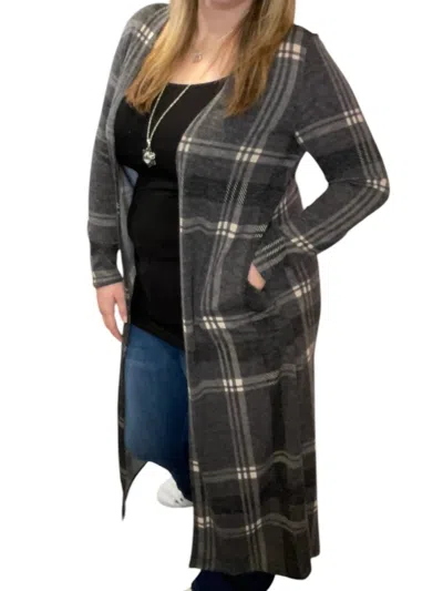 Honeyme Plaid Duster In Charcoal In Black