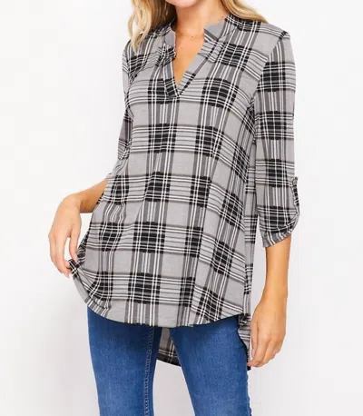 Honeyme Plaid Gabby Top In Grey/black In Multi