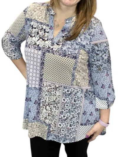 Honeyme Plaid Gabby Tunic Top In Blue Multi