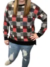 Honeyme Plaid Sweater In Red/grey In Multi