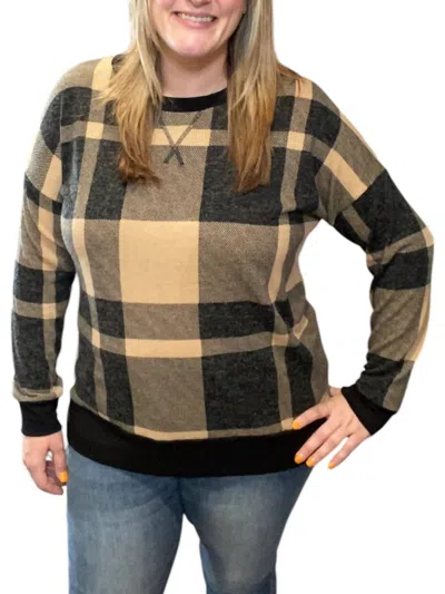 Honeyme Plaid Weekender Tee In Taupe/black In Multi