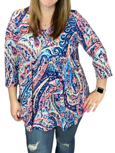 Honeyme Rainbow Paisley Tee In Blue
