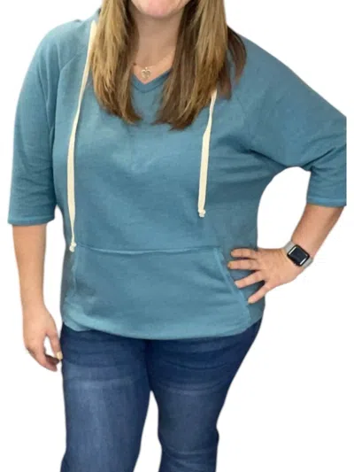 Honeyme Relaxed Fit Hoodie In Teal In Blue
