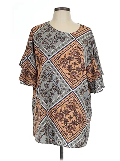 Pre-owned Honeyme Short Sleeve Blouse In Brown